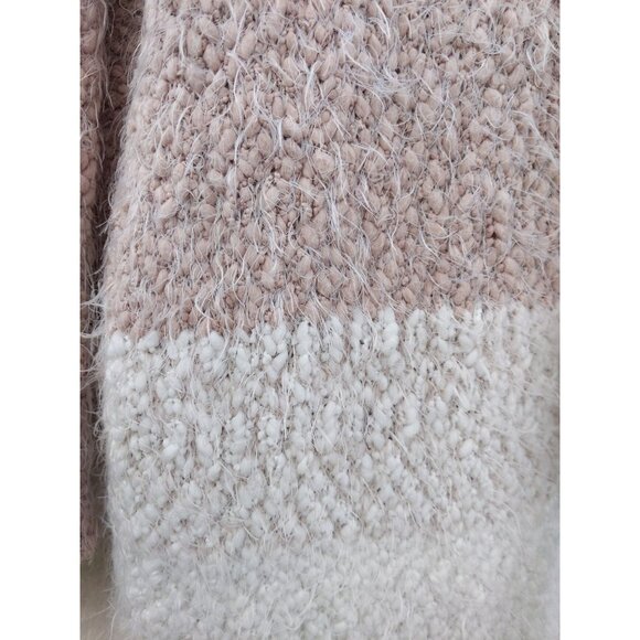 Signature Studio Women's Pink & white cardigan soft eyelash open front size L - Picture 3 of 7